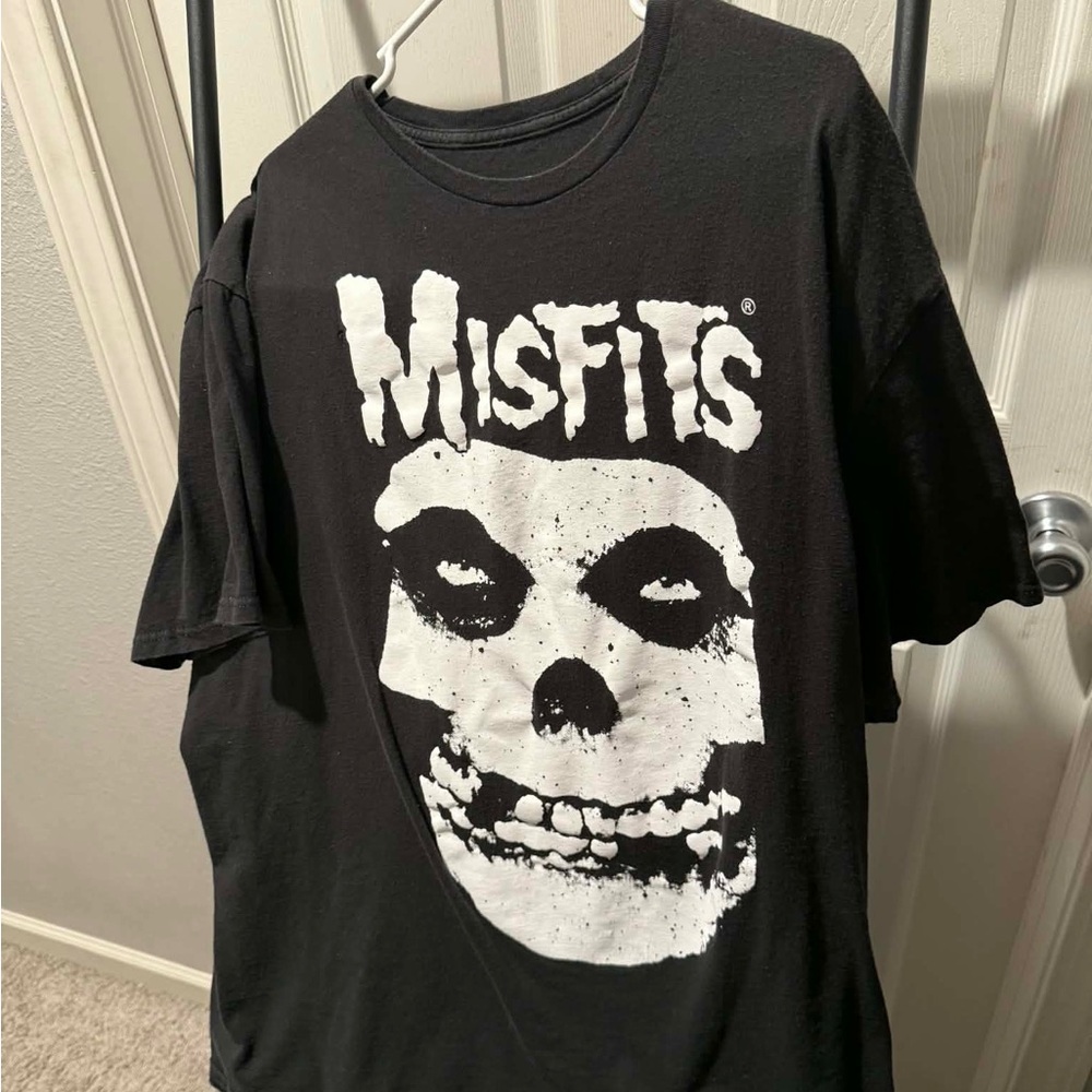 Misfits Black Graphic Tee with White Skull Logo
